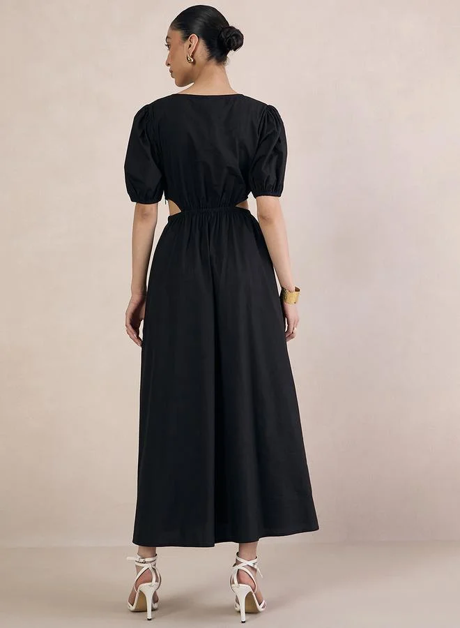 FEMELLA Cutout Puff Sleeve Dress