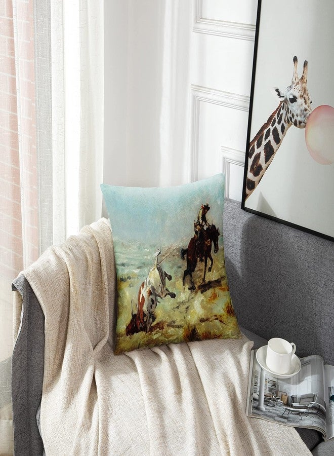 Emvency Throw Pillow Cover Cowgirl Vintage Western Cowboy Roping Steer Decorative Pillow Case Home Decor Square 18x18 Inch Pillowcase - Image 4