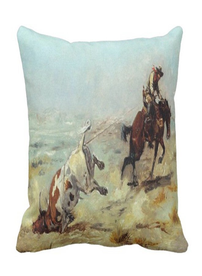 Emvency Throw Pillow Cover Cowgirl Vintage Western Cowboy Roping Steer Decorative Pillow Case Home Decor Square 18x18 Inch Pillowcase - Image 1