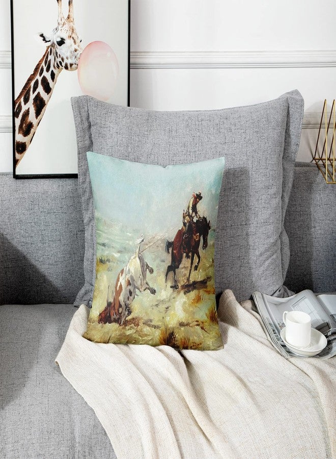 Emvency Throw Pillow Cover Cowgirl Vintage Western Cowboy Roping Steer Decorative Pillow Case Home Decor Square 18x18 Inch Pillowcase - Image 5
