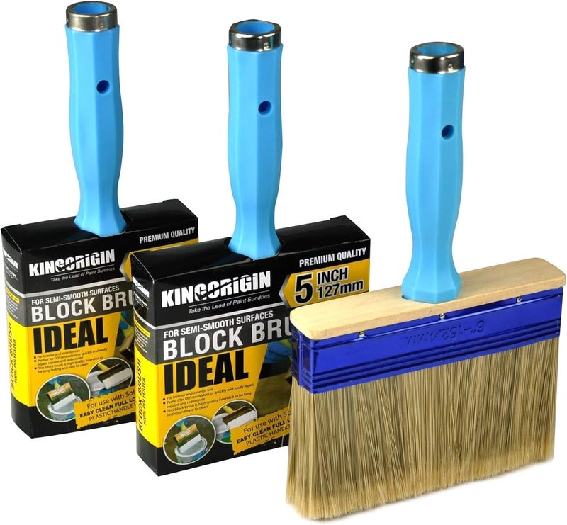 KingOrigin Deck Stain Brush, 3 Pack Thick Paint Brushes (4", 5", 6") for Faster Coverage, Compatible with Most Extension Poles, Stain Brushes for Wood, Deck, Walls, Fence and House - Image 1