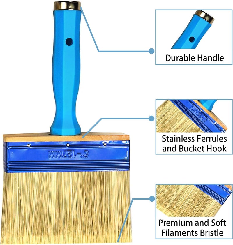 KingOrigin Deck Stain Brush, 3 Pack Thick Paint Brushes (4", 5", 6") for Faster Coverage, Compatible with Most Extension Poles, Stain Brushes for Wood, Deck, Walls, Fence and House - Image 3