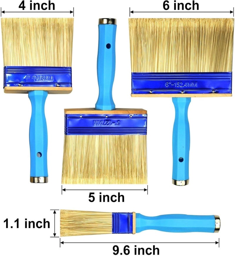 KingOrigin Deck Stain Brush, 3 Pack Thick Paint Brushes (4", 5", 6") for Faster Coverage, Compatible with Most Extension Poles, Stain Brushes for Wood, Deck, Walls, Fence and House - Image 2