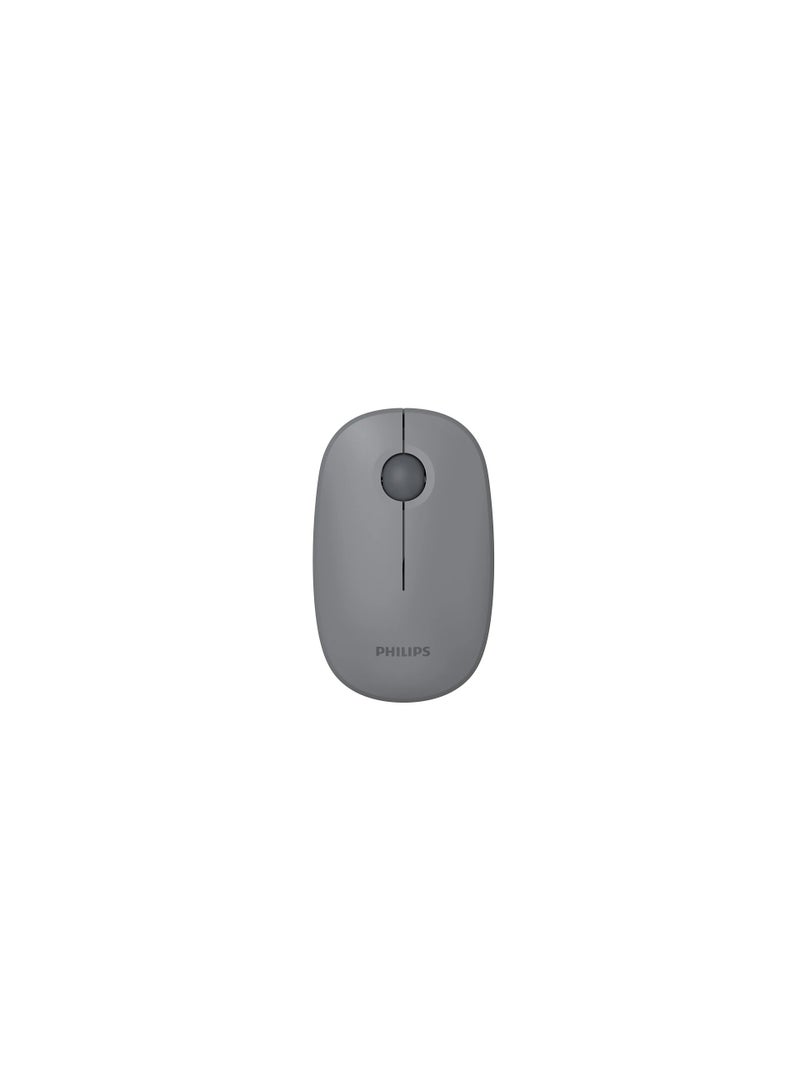 PHILIPS Wireless Mouse,2.4GHz Quiet Mouse with USB Receiver,Ergonomic Optical Computer Mice,1600 DPI,Portable and Durable Computer Mouse with 12-Months Battery Life for PC/Mac/Laptop – grey Grey - Image 1