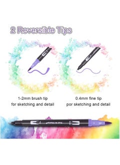BP 100-Piece Watercolour Fine Liner Dual Tip Brush Pen Set Multicolour  - Image 3