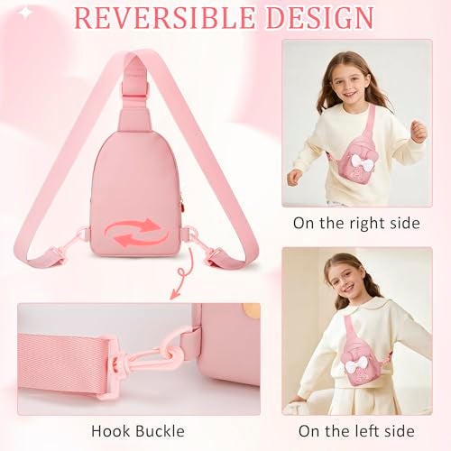 CLOUDWINGS Birthday Gifts for Kids Girls - Personalized Crossbody Bag for Girls, Small Initial Toddler Sling Bags Cute Fanny Pack Purse, Gifts for 3 4 5 6 7 8 Years Old (Pink, A) - Image 5