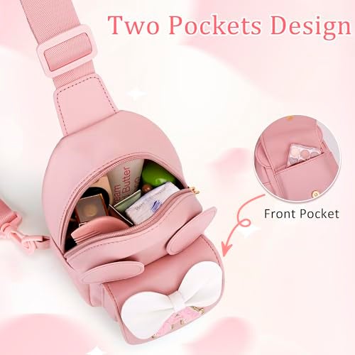 CLOUDWINGS Birthday Gifts for Kids Girls - Personalized Crossbody Bag for Girls, Small Initial Toddler Sling Bags Cute Fanny Pack Purse, Gifts for 3 4 5 6 7 8 Years Old (Pink, A) - Image 4