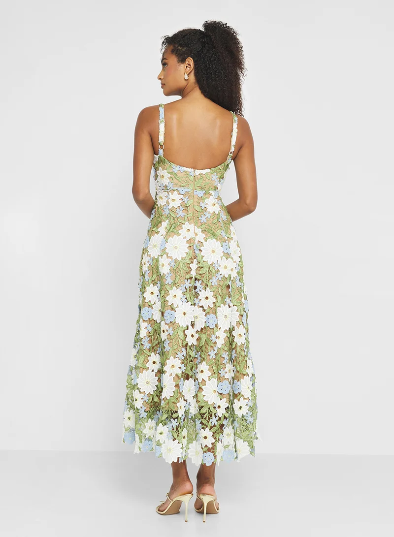 Ginger Boutique 3D Floral Applique Openwork Maxi Gown