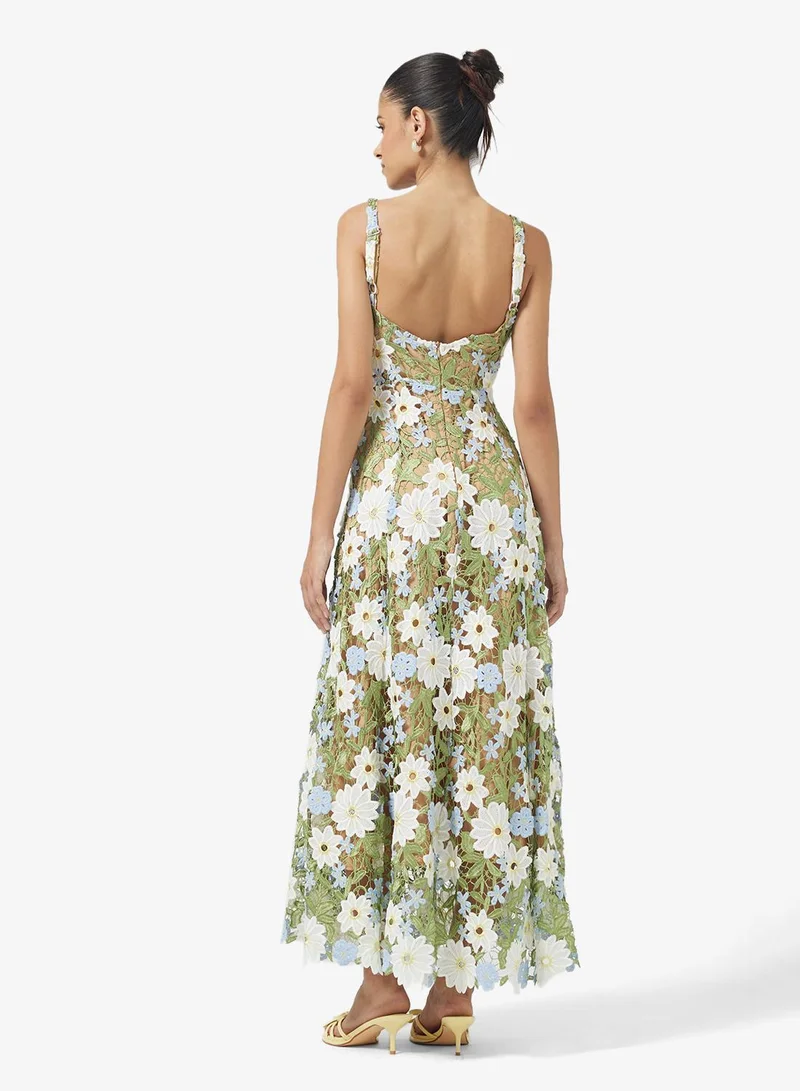 Ginger Boutique 3D Floral Applique Openwork Maxi Gown