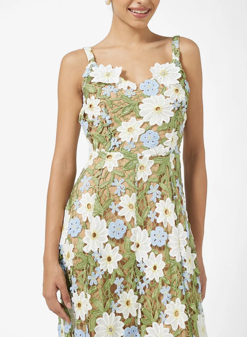 Ginger Boutique 3D Floral Applique Openwork Maxi Gown