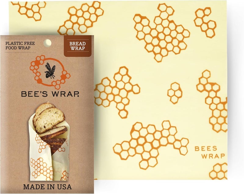 Bee's Wrap Beeswax Wraps for Food - Bread Wrap - Made in USA Reusable Bread Storage Bags - Organic & Eco-Friendly Alternative to Aluminum Foil, Sourdough Bags & Plastic Wrap, Honeycomb - Image 1