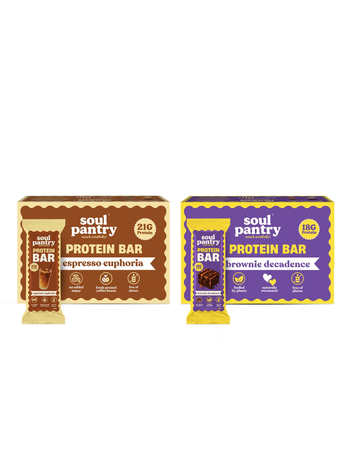 Dessert Duo Variety Pack | Brownie Decadence & Espresso Euphoria Protein Bars | Zero Added Sugar, High Fiber | Gym & Yoga Energy Snack | Gluten Free, Pack of 12
