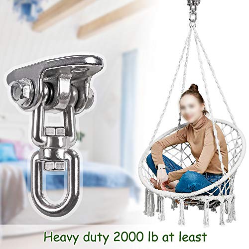 IOH Set of 2 Heavy Duty Swing Hangers Stainless Steel 304, Double Protection Design,【2200 lb Capacity】 360° Rotation, Playground Porch Yoga Seat Trapeze, Hammock Chair, Swing Set Indoor Outdoor - Image 4