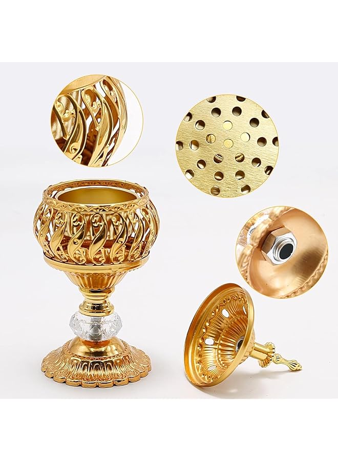 erorex Metal Incense Burner Bakhoor Burner Incense Censer Antique Arabic Incense Burner Meditation Yoga Spa Room Decor Pot Metal Candlestick For Yoga Spa Aromatherapy - Image 2