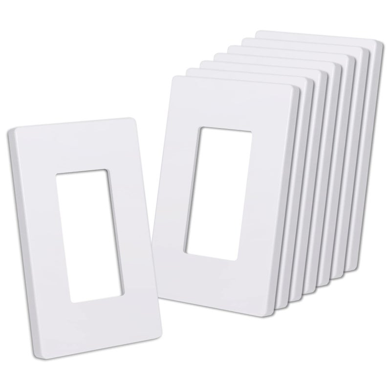 CML Hardware Cml Matte White Decorator Screwless Wall Plate  8 Pack 1-Gang Outlet Covers And Switch Plates  Scratch And Impact Resistant  Hidden Screws  Polycarbonate  Standard Size 2.91  X 4.68 - Image 1