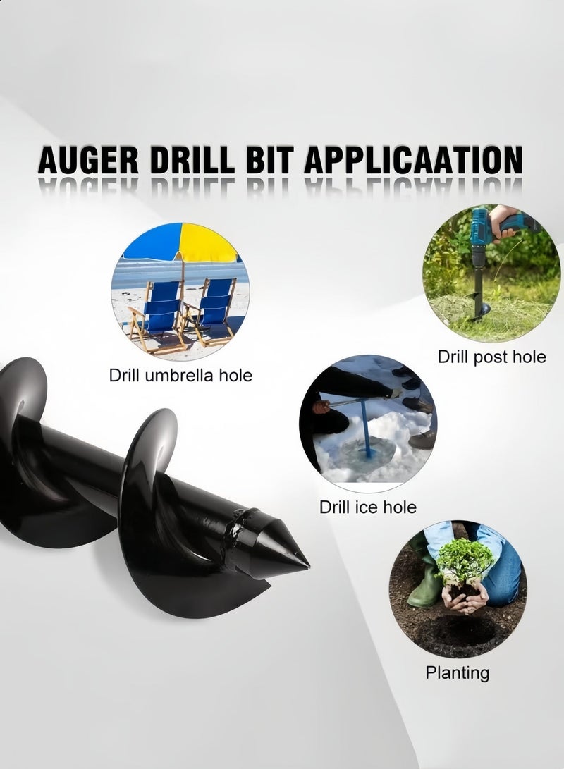 Poxvalzor Garden Auger Drill Bit, 4×45cm Heavy-Duty Spiral Earth Auger for Hex Drive Drill, Rust-Resistant Cold-Rolled Steel Bulb Planter & Post Hole Digger for Yard, Flower, Vegetable, Fruit Tree, Orchard Planting – Black - Image 5