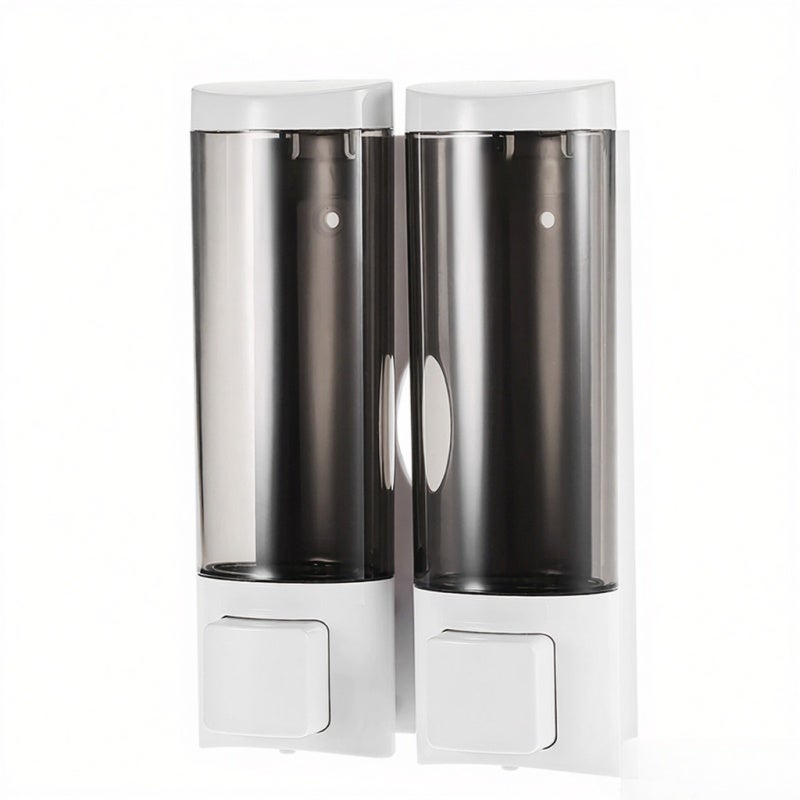 CHUANGDIAN Manual Hand Soap Dispenser Wall Mount Double Liquid Shampoo Shower Gel Dispenser Hand Cleanser Washroom Lotion Dispenser for Bathroom Restroom Hotel 200mlx2 - Image 5