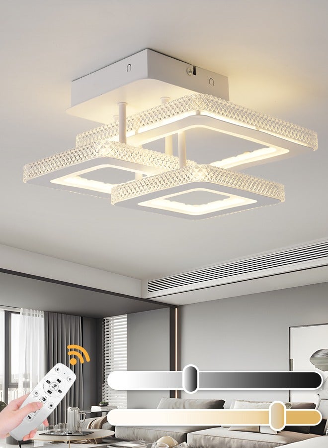 YATAI LIGHTING Modern LED Ceiling Light, 3-Square Design, 35W Flush Mount with Remote Control, Dimmable 3000K-6000K Lighting, White Acrylic Fixture for Bedroom, Living Room, and Dining Area (10-15㎡) - Image 1