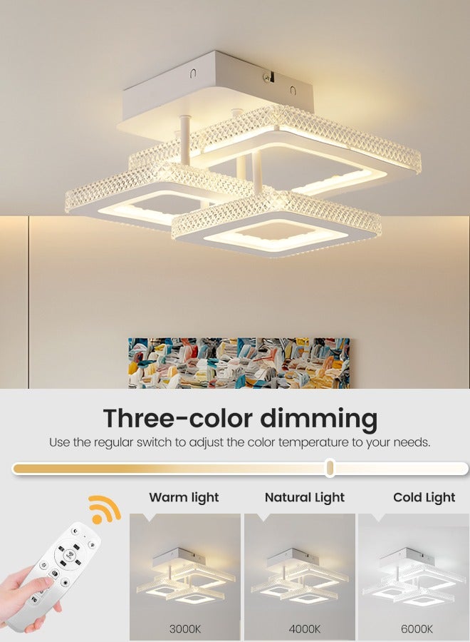 YATAI LIGHTING Modern LED Ceiling Light, 3-Square Design, 35W Flush Mount with Remote Control, Dimmable 3000K-6000K Lighting, White Acrylic Fixture for Bedroom, Living Room, and Dining Area (10-15㎡) - Image 2