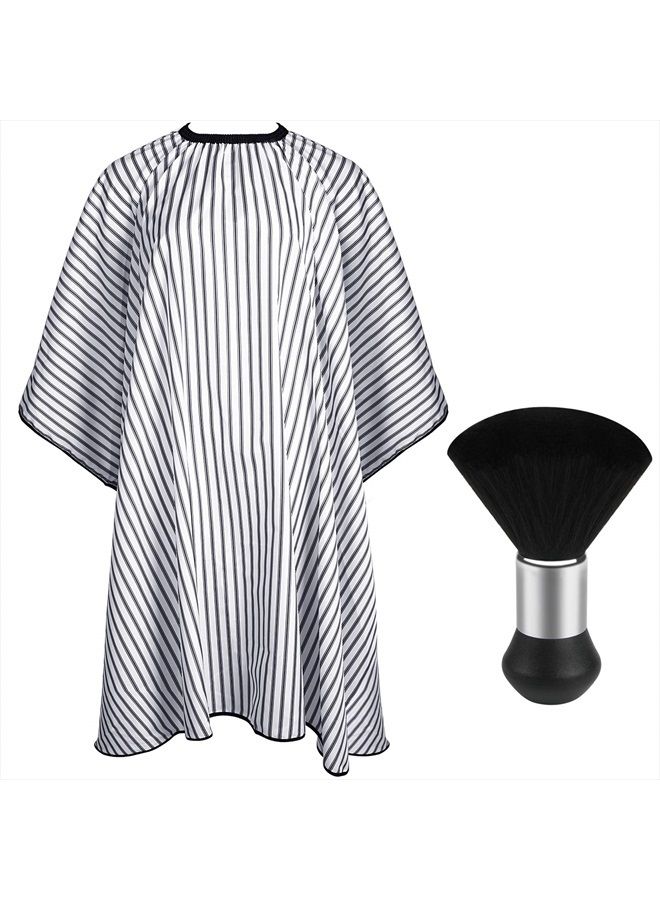 FEBSNOW Professional Hair Cutting Cape with Neck Duster Brush, Salon Barber Cape, Hair Cutting Accessories (Stripe)… - Image 1