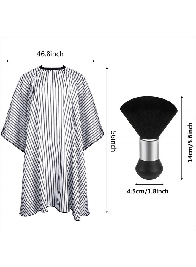 FEBSNOW Professional Hair Cutting Cape with Neck Duster Brush, Salon Barber Cape, Hair Cutting Accessories (Stripe)… - Image 2
