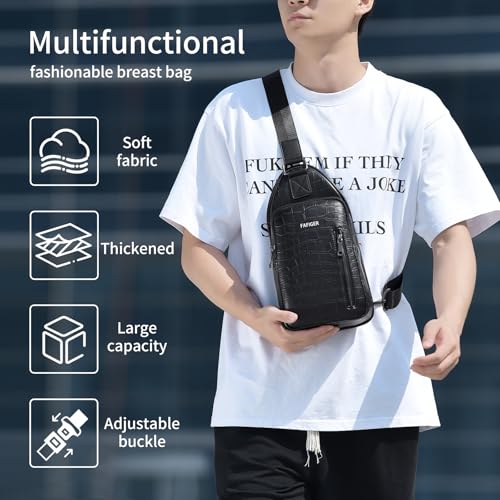 FAFIGER men crossbody bags Chest Bag for Men, shoulder bag for men, Unisex Tactical Messenger Bag, Durable Outdoor Travel Accessory - Image 2