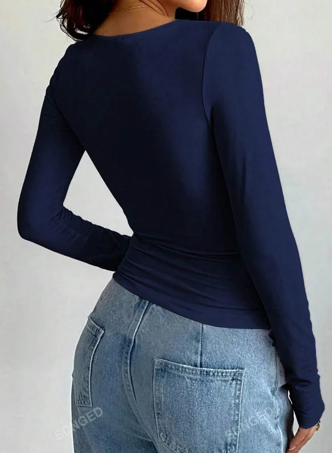 Take Two Solid Round Neck long Sleeves T-Shirt