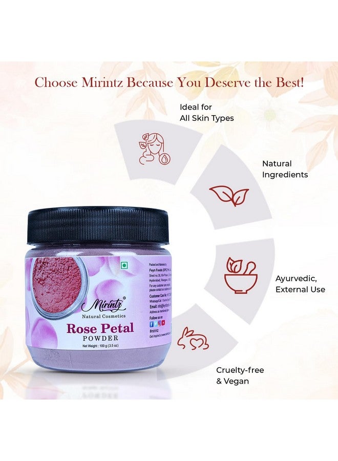 Mirintz 100% Natural Dried Rose Petals Powder | (100 gms) Pure Rose Petals Powder for DIY Face Masks Skincare Peel Off | Ayurvedic Skin Care Glow Recipe | Real Rose Petal Powder Brightening Face Mask - Image 5