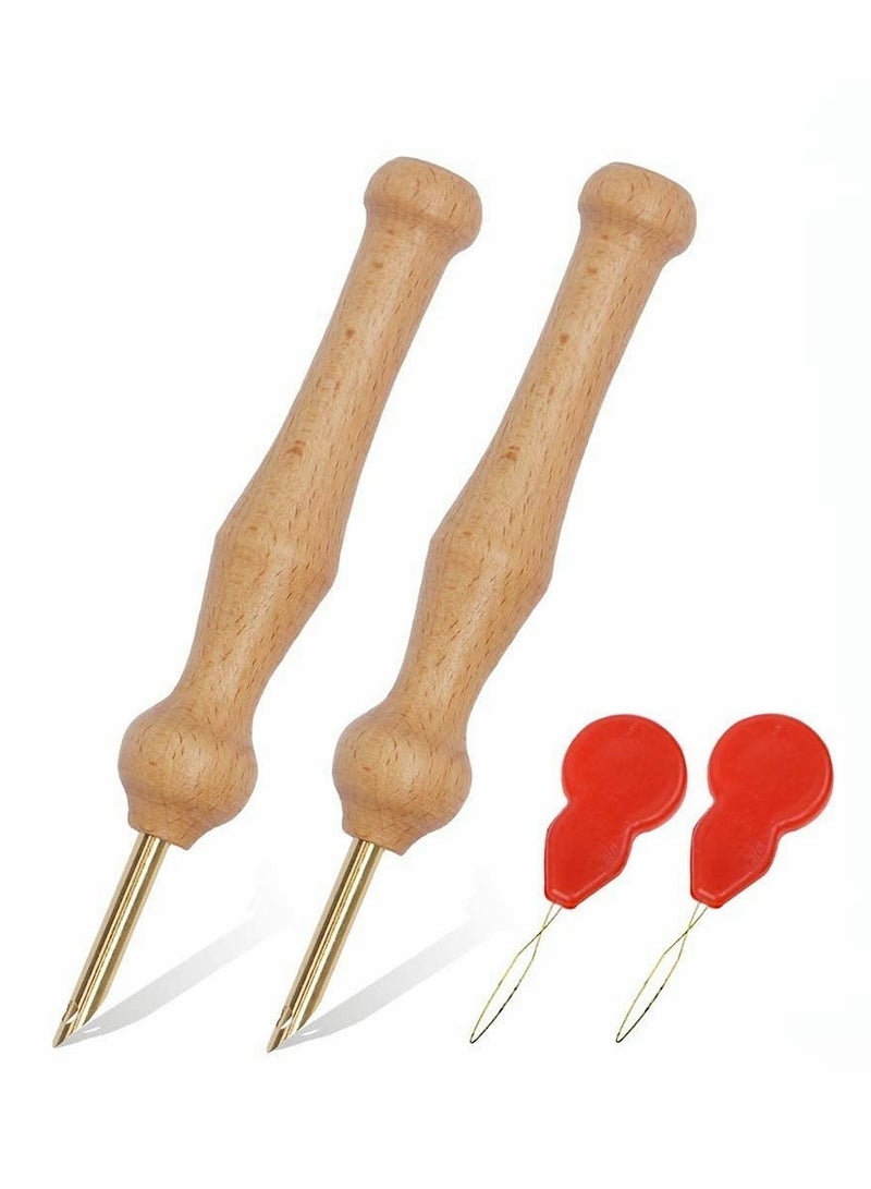 Excefore Punch Needle, Wooden Embroidery Pen Punch for DIY Craft Stitching Applique Embellishment 2 Pack - Image 1
