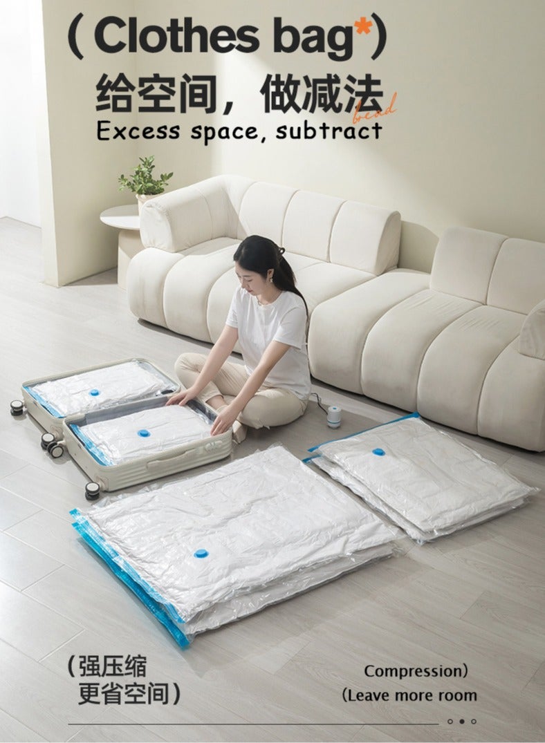 Premium Vacuum Storage Bag with Suction Pump 12-piece  (1 Suction Pump, 2 King, 3 Large,3Medium, 3 Small) Reusable space saving bag, storage bag. For clothes,jackets,mattresses,blankets,duvets,pillows, quilts, travel, storage. - Image 3