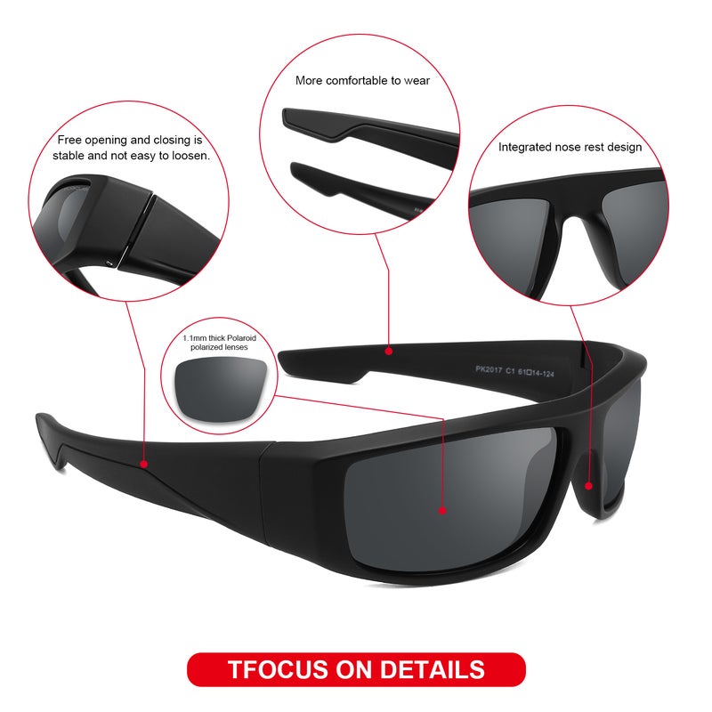 بوكيلار نظارات شمسية للرجال PUKCLAR مستقطبة إطار TR90 حماية UV400 رياضية للقيادة خفيفة مريحة مودرن للإمارات والسعودية - Image 3