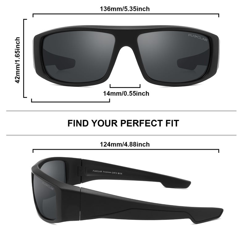 بوكيلار نظارات شمسية للرجال PUKCLAR مستقطبة إطار TR90 حماية UV400 رياضية للقيادة خفيفة مريحة مودرن للإمارات والسعودية - Image 2