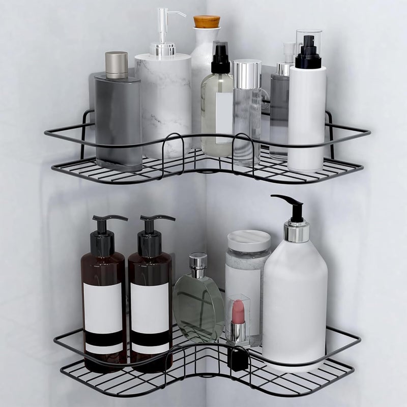 Foniros Corner Shelf with Magic Sticker Mount, Floating Storage Organiser Self Adhesive Corner Shelf for Bathroom/Adhesive Shelf for Kitchen with Magic Sticker/Bathroom Organizer - Image 5