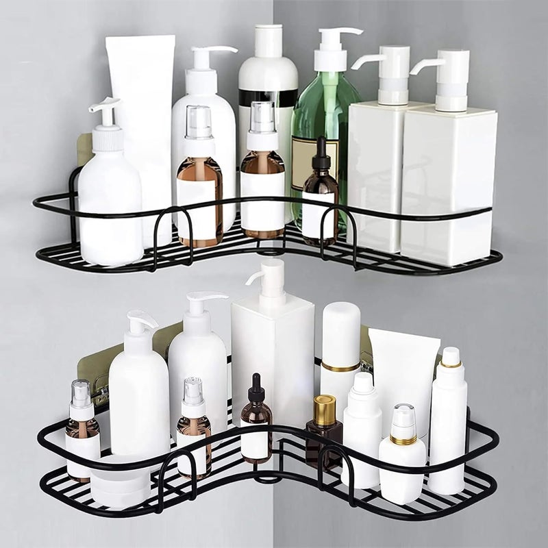 Foniros Corner Shelf with Magic Sticker Mount, Floating Storage Organiser Self Adhesive Corner Shelf for Bathroom/Adhesive Shelf for Kitchen with Magic Sticker/Bathroom Organizer - Image 4