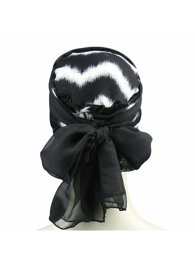 FocusCare Newsboy Cap for Women Chemo Headwear with Scarfs Gifts Hair Loss Available All Year, Black White, One size - Image 5
