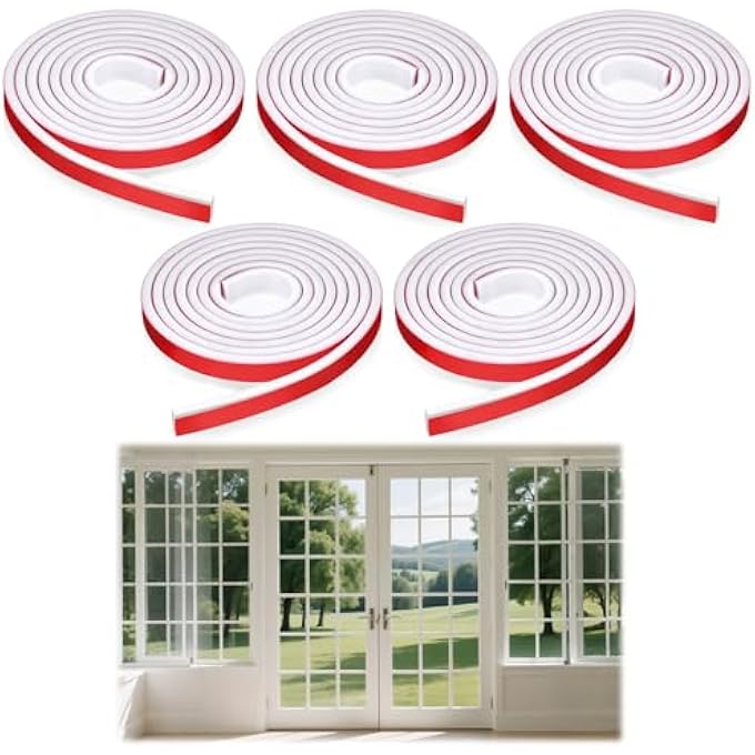 5 ROLLS TOTAL 33FT WINDOW GRILLE INSERTS GRID KIT TPE SELF-ADHESIVE PEEL AND STICK TRIM MOLDING DIY WINDOW DECORATIVE STRIP MOLDING TRIM FOR WINDOWS DOOR FRAMES HOME DECORATION - Image 1