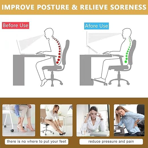 JAMBUVANTI Foot Rest Under Desk at Work Adjustable Office Chair Footrest Under The Table Foot Stool for Office Chair Gaming Chair Ergonomic Design Black - Image 2