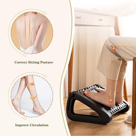 JAMBUVANTI Foot Rest Under Desk at Work Adjustable Office Chair Footrest Under The Table Foot Stool for Office Chair Gaming Chair Ergonomic Design Black - Image 3