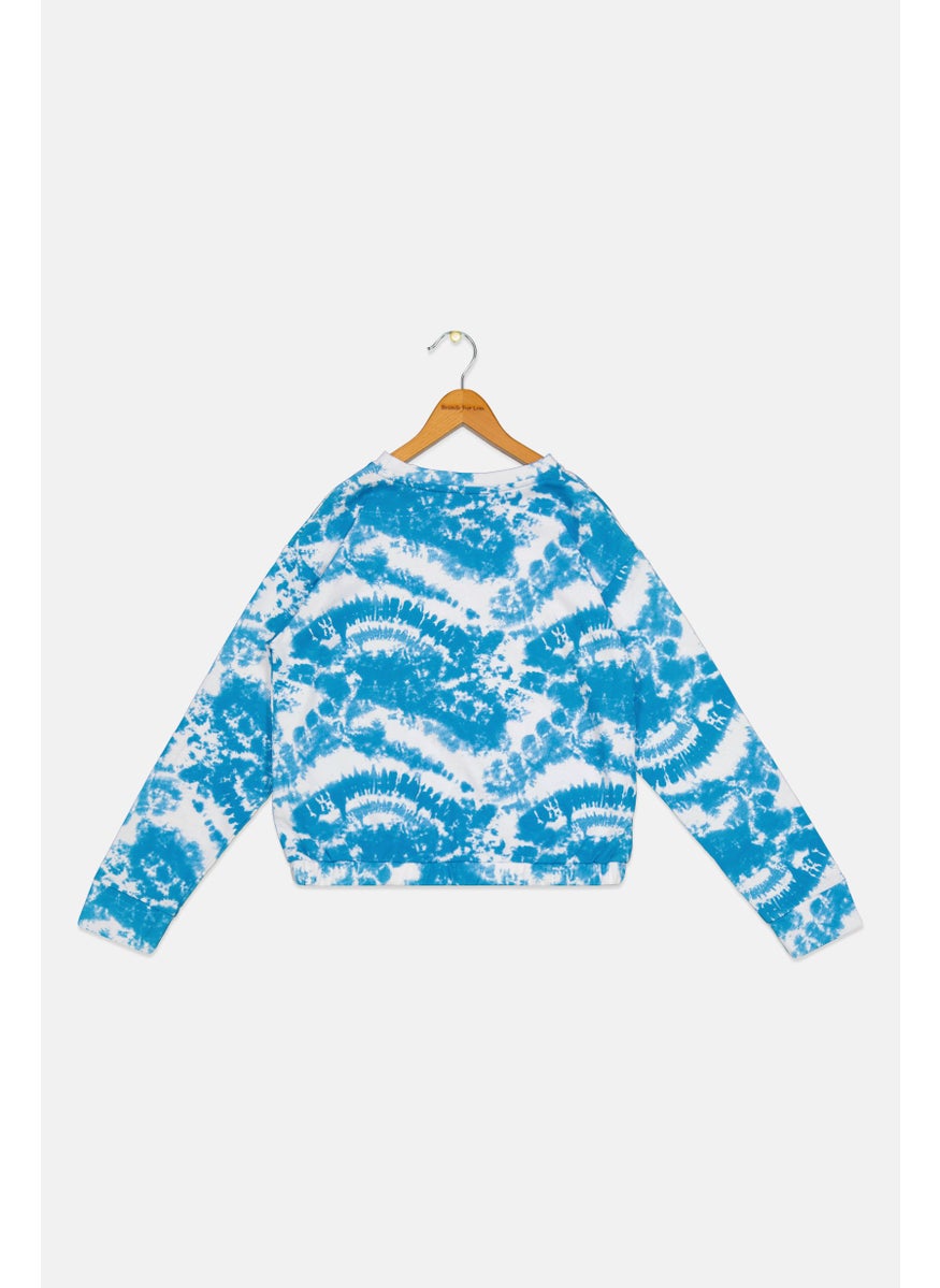 Hurley Kids Girl Long Sleeves Tie-Dye Sweatshirt, Blue  - Image 2