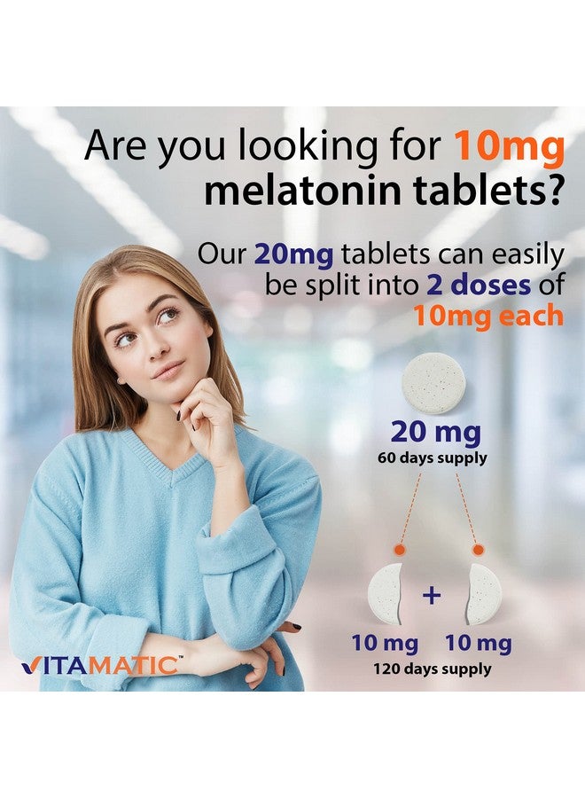 Vitamatic Melatonin 20 mg Tablets | Vegetarian, Non-GMO, Gluten Free | 60 Fast Dissolve Tablets | Natural Berry Flavor | - Image 3