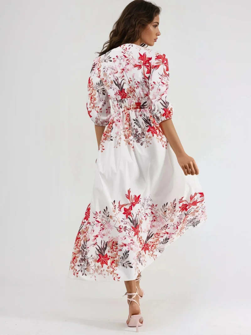 جينيفر Floral V-neck Maxi Dress