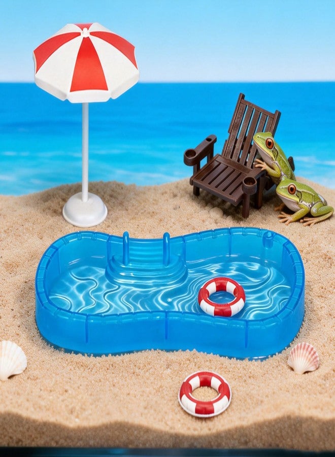 TTFdacai Tree Frog Tank Accessories Toad Habitat Decoration Frog Terrarium Decor for Amphibians, Aquatic Frogs, Toads, Turtles, and Hermit Crabs (Pool Set) - Image 4