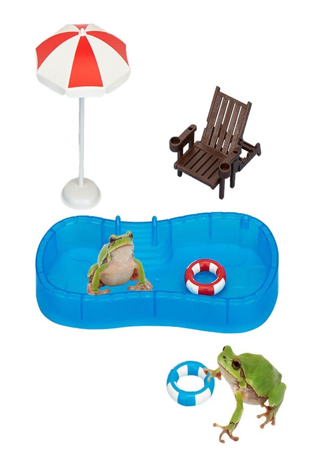 TTFdacai Tree Frog Tank Accessories Toad Habitat Decoration Frog Terrarium Decor for Amphibians, Aquatic Frogs, Toads, Turtles, and Hermit Crabs (Pool Set) - Image 1