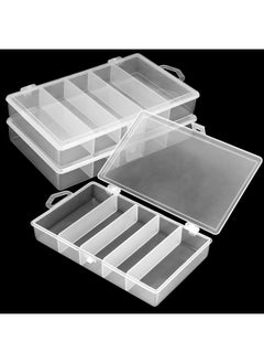 Fyess Fyess 3 Pack 5 Grid Plastic Fishing Tackle Storage Box Visible Bead Jewelry Making Findings Organizer Box,6.8" x 3.5" x 1.2"  - Image 1