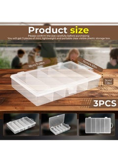 Fyess Fyess 3 Pack 5 Grid Plastic Fishing Tackle Storage Box Visible Bead Jewelry Making Findings Organizer Box,6.8" x 3.5" x 1.2"  - Image 2