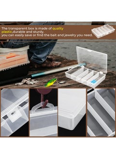 Fyess Fyess 3 Pack 5 Grid Plastic Fishing Tackle Storage Box Visible Bead Jewelry Making Findings Organizer Box,6.8" x 3.5" x 1.2"  - Image 3