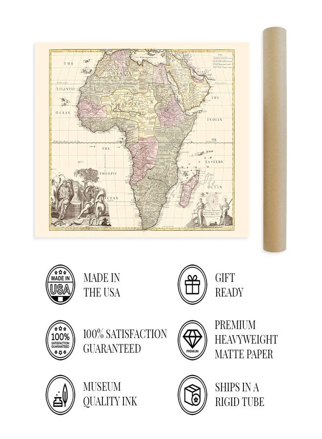HISTORIX Vintage 1725 Africa Map - 24x36 Inch Vintage Map of Africa Poster - Old Poster of Africa Wall Art - Vintage Africa Map - Shows Boundaries Rivers Forests and Settlements - Image 4