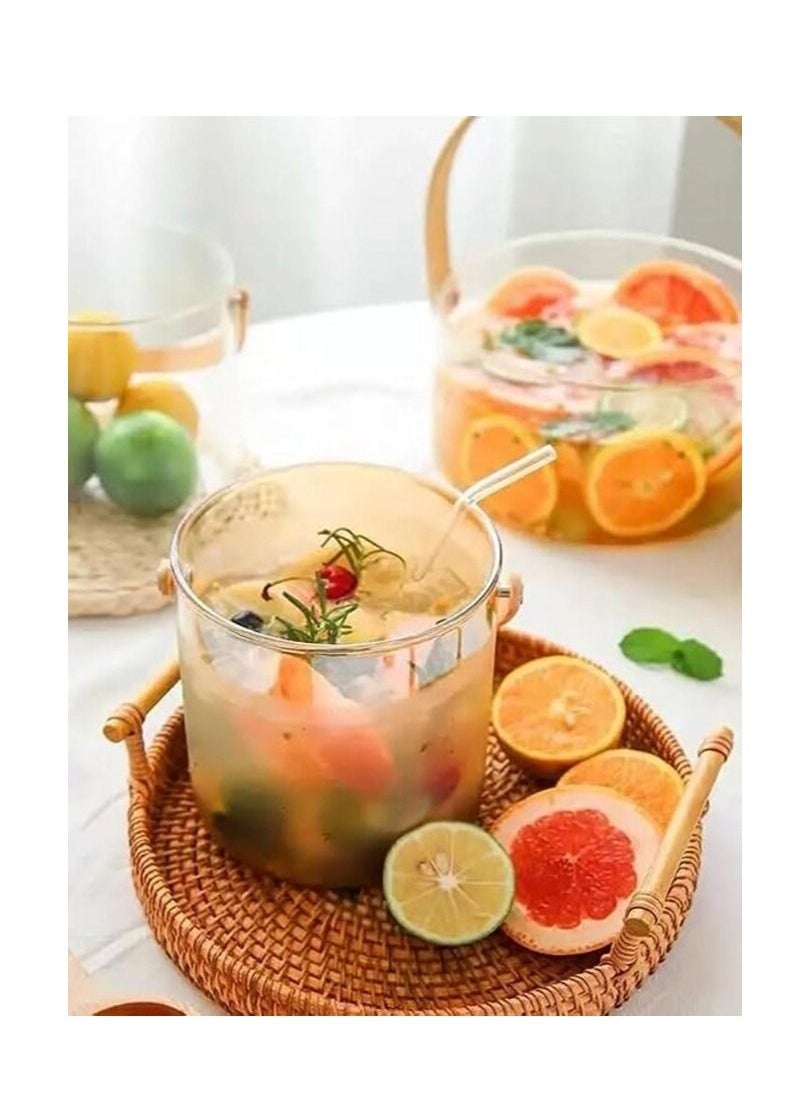 Generic - Multifunctional Transparent Storage Bucket with Wooden Handle for Ice, Fruits and Vegetables - (1450 ml) - Image 1