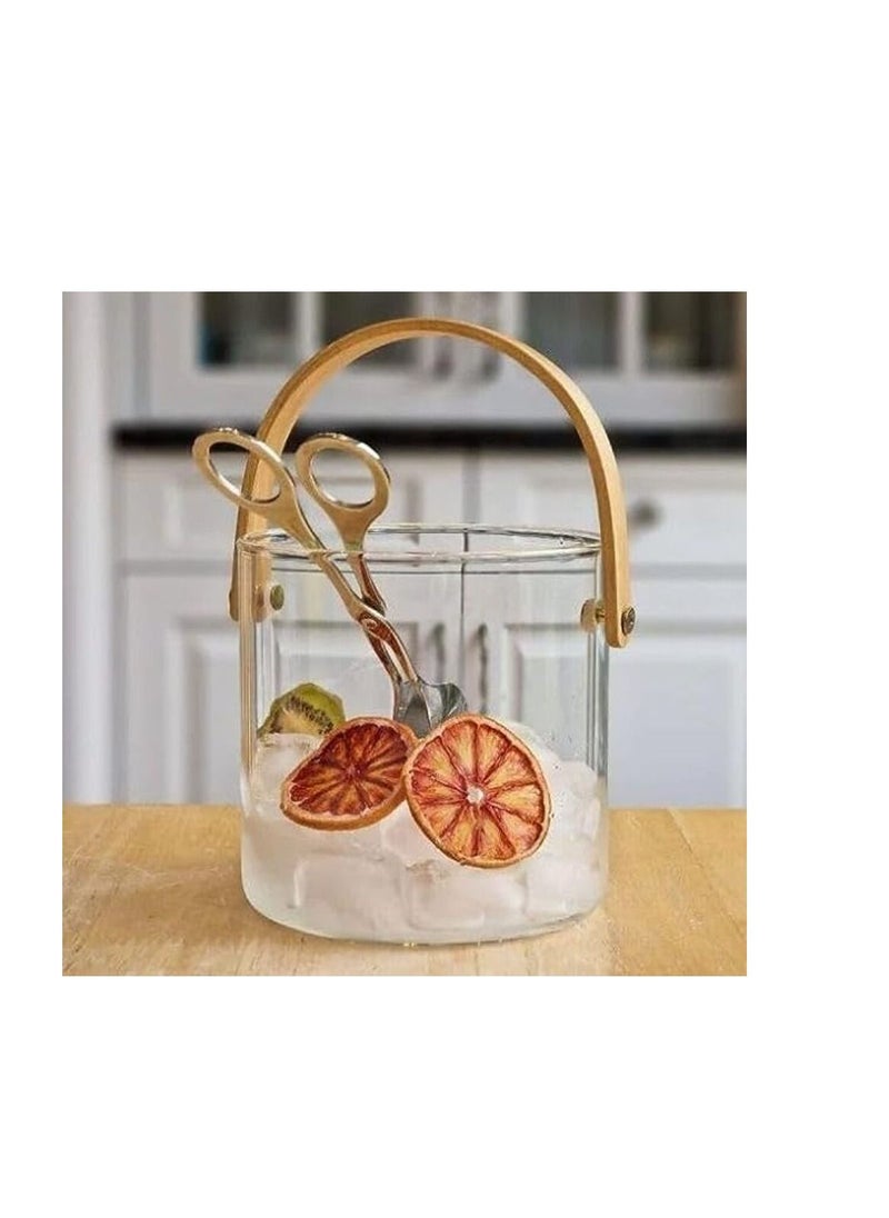 Generic - Multifunctional Transparent Storage Bucket with Wooden Handle for Ice, Fruits and Vegetables - (1450 ml) - Image 1