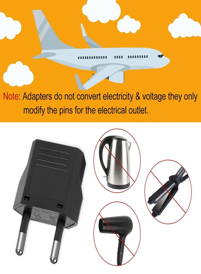 Romeda 6 Pack US to Europe Plug Adapter, Type C European Travel Adapter, Outlet Wall Power Converter (Black) - Image 4